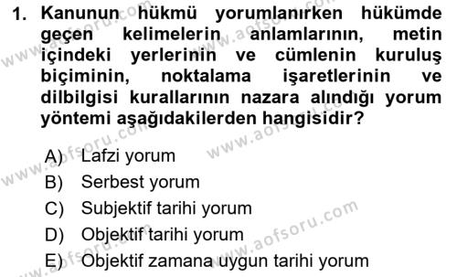 Medeni Hukuk Bilgisi Dersi 2023 - 2024 Yılı Yaz Okulu Sınavı 1. Soru