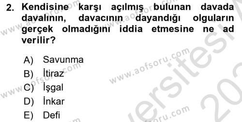 Medeni Hukuk Bilgisi Dersi 2023 - 2024 Yılı Yaz Okulu Sınavı 2. Soru