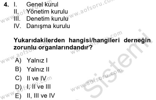 Medeni Hukuk Bilgisi Dersi 2023 - 2024 Yılı Yaz Okulu Sınavı 4. Soru