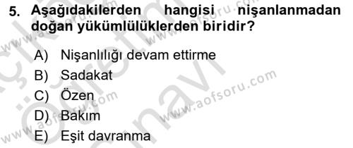 Medeni Hukuk Bilgisi Dersi 2023 - 2024 Yılı Yaz Okulu Sınavı 5. Soru