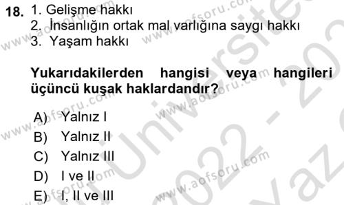 Bilişim Hukuku Dersi 2022 - 2023 Yılı Yaz Okulu Sınavı 18. Soru