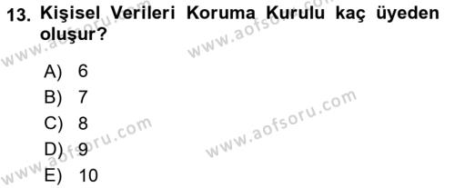 Bilişim Hukuku Dersi 2023 - 2024 Yılı (Vize) Ara Sınavı 13. Soru