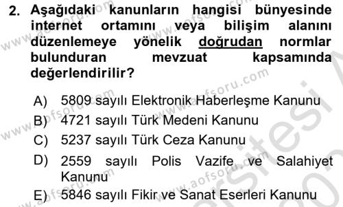 Bilişim Hukuku Dersi 2023 - 2024 Yılı (Vize) Ara Sınavı 2. Soru