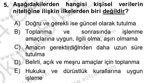 Bilişim Hukuku Dersi 2023 - 2024 Yılı Yaz Okulu Sınavı 5. Soru