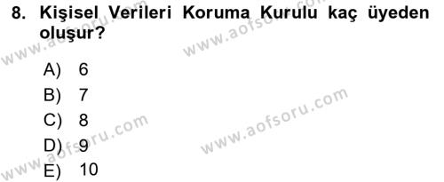 Bilişim Hukuku Dersi 2023 - 2024 Yılı Yaz Okulu Sınavı 8. Soru