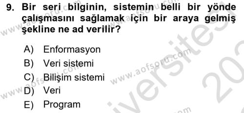 Bilişim Hukuku Dersi 2023 - 2024 Yılı Yaz Okulu Sınavı 9. Soru