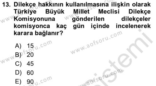 İnsan Hakları Hukukuna Giriş Dersi 2020 - 2021 Yılı Yaz Okulu Sınavı 13. Soru