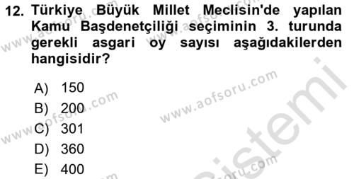 İnsan Hakları Hukukuna Giriş Dersi 2021 - 2022 Yılı Yaz Okulu Sınavı 12. Soru