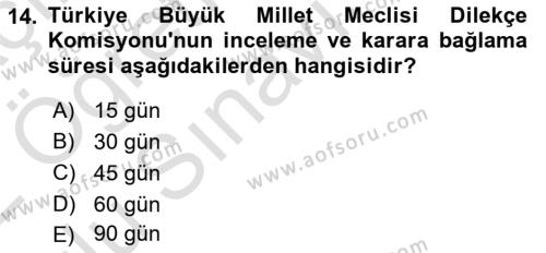 İnsan Hakları Hukukuna Giriş Dersi 2021 - 2022 Yılı Yaz Okulu Sınavı 14. Soru