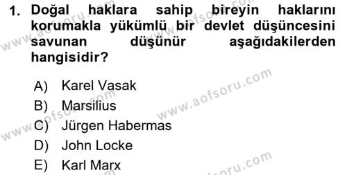 İnsan Hakları Hukukuna Giriş Dersi 2022 - 2023 Yılı Yaz Okulu Sınavı 1. Soru