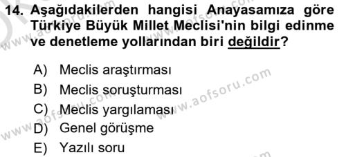 İnsan Hakları Hukukuna Giriş Dersi 2022 - 2023 Yılı Yaz Okulu Sınavı 14. Soru