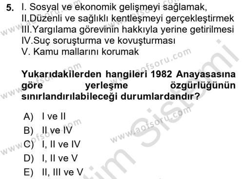 İnsan Hakları Hukukuna Giriş Dersi 2022 - 2023 Yılı Yaz Okulu Sınavı 5. Soru