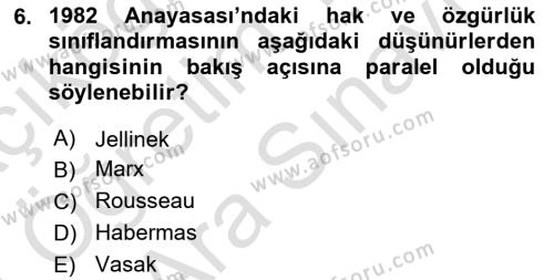 İnsan Hakları Hukukuna Giriş Dersi 2023 - 2024 Yılı (Vize) Ara Sınavı 6. Soru