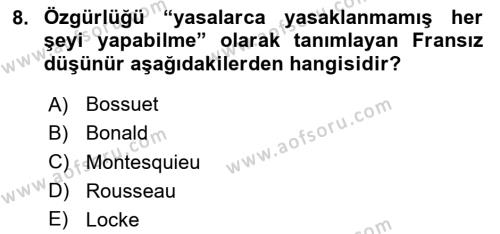 İnsan Hakları Hukukuna Giriş Dersi 2023 - 2024 Yılı (Vize) Ara Sınavı 8. Soru