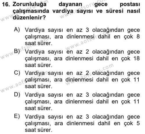 Temel İş Hukuku Dersi 2020 - 2021 Yılı Yaz Okulu Sınavı 16. Soru