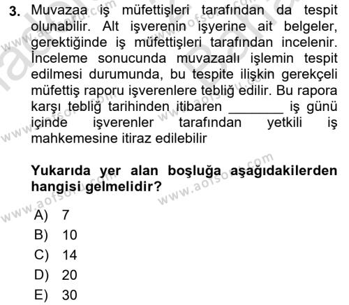 Temel İş Hukuku Dersi 2021 - 2022 Yılı (Vize) Ara Sınavı 3. Soru