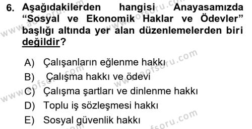 Temel İş Hukuku Dersi 2021 - 2022 Yılı (Vize) Ara Sınavı 6. Soru