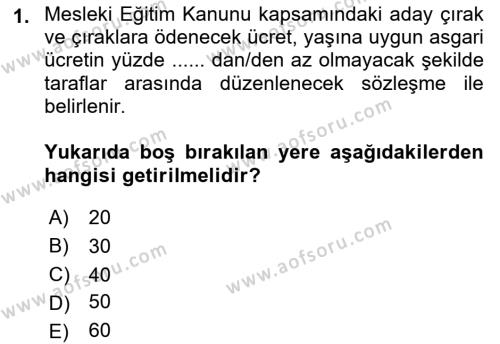 Temel İş Hukuku Dersi 2021 - 2022 Yılı (Final) Dönem Sonu Sınavı 1. Soru