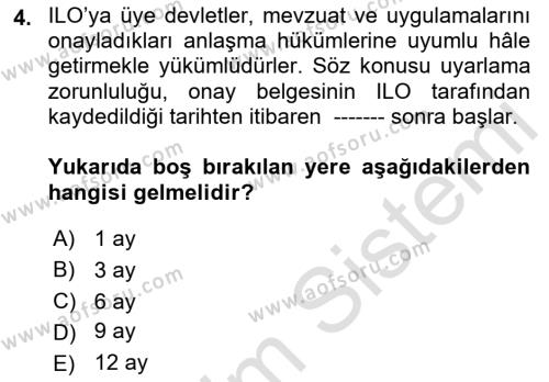 Temel İş Hukuku Dersi 2021 - 2022 Yılı Yaz Okulu Sınavı 4. Soru