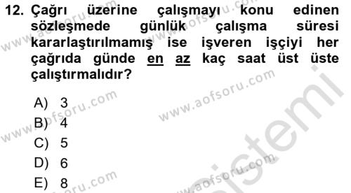 Temel İş Hukuku Dersi 2023 - 2024 Yılı (Vize) Ara Sınavı 12. Soru