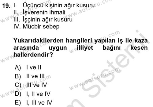 Temel İş Hukuku Dersi 2023 - 2024 Yılı (Vize) Ara Sınavı 19. Soru