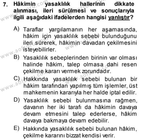 Medeni Usul Hukuku Dersi 2013 - 2014 Yılı (Vize) Ara Sınavı 7. Soru