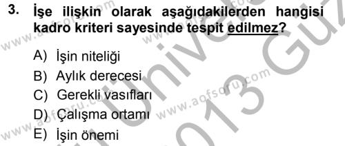 Memur Hukuku Dersi 2012 - 2013 Yılı (Vize) Ara Sınavı 3. Soru