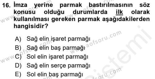 Yargı Örgütü Ve Tebligat Hukuku Dersi 2017 - 2018 Yılı 3 Ders Sınavı 16. Soru