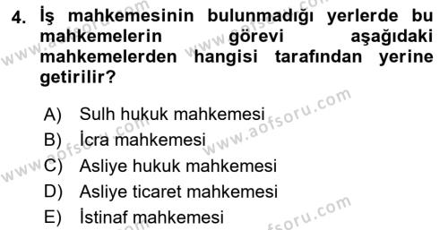 Yargı Örgütü Ve Tebligat Hukuku Dersi 2020 - 2021 Yılı Yaz Okulu Sınavı 4. Soru