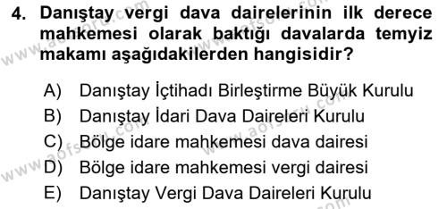 Yargı Örgütü Ve Tebligat Hukuku Dersi 2022 - 2023 Yılı Yaz Okulu Sınavı 4. Soru