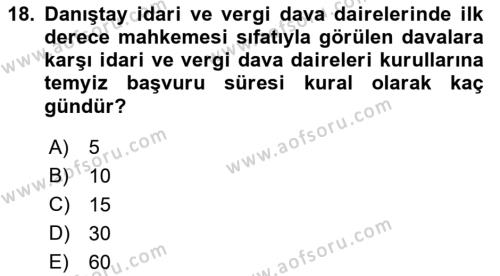 Yargı Örgütü Ve Tebligat Hukuku Dersi 2023 - 2024 Yılı (Vize) Ara Sınavı 18. Soru