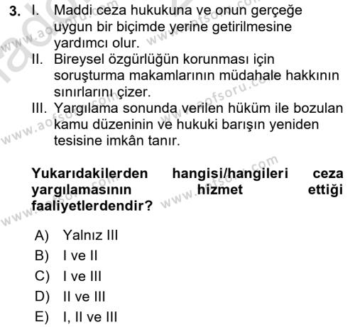 Yargı Örgütü Ve Tebligat Hukuku Dersi 2023 - 2024 Yılı Yaz Okulu Sınavı 3. Soru