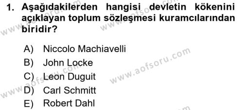 Anayasa Hukuku Dersi 2023 - 2024 Yılı (Vize) Ara Sınavı 1. Soru