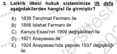 Anayasa Hukuku Dersi 2023 - 2024 Yılı Yaz Okulu Sınavı 3. Soru