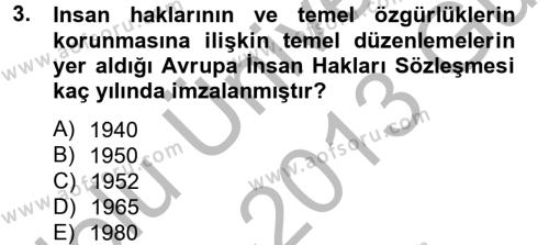Medya Hukuku Dersi 2012 - 2013 Yılı (Vize) Ara Sınavı 3. Soru