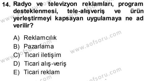 Medya Hukuku Dersi 2013 - 2014 Yılı (Vize) Ara Sınavı 14. Soru