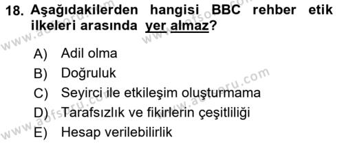 Medya Hukuku Dersi 2019 - 2020 Yılı (Final) Dönem Sonu Sınavı 18. Soru