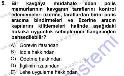 Ceza Hukukuna Giriş Dersi 2012 - 2013 Yılı (Final) Dönem Sonu Sınavı 5. Soru