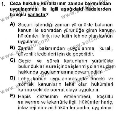 Ceza Hukukuna Giriş Dersi 2013 - 2014 Yılı (Vize) Ara Sınavı 1. Soru