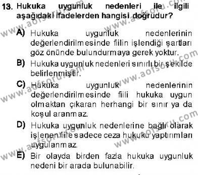 Ceza Hukukuna Giriş Dersi 2013 - 2014 Yılı (Vize) Ara Sınavı 13. Soru