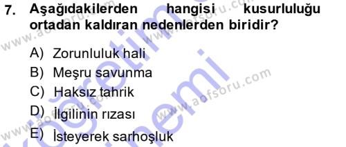 Ceza Hukukuna Giriş Dersi 2013 - 2014 Yılı (Final) Dönem Sonu Sınavı 7. Soru