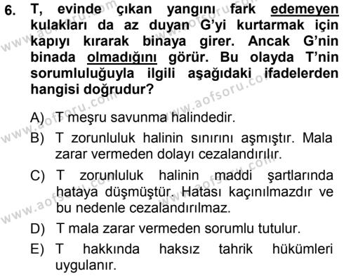 Ceza Hukukuna Giriş Dersi 2014 - 2015 Yılı (Final) Dönem Sonu Sınavı 6. Soru