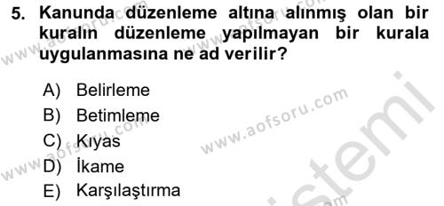 Ceza Hukukuna Giriş Dersi 2021 - 2022 Yılı (Vize) Ara Sınavı 5. Soru