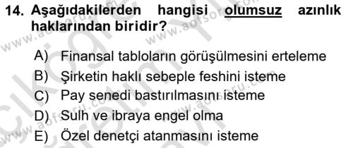 Ticaret Hukukuna Giriş Dersi 2022 - 2023 Yılı Yaz Okulu Sınavı 14. Soru