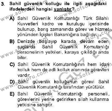 Özel Güvenlik Hukuku 1 Dersi 2013 - 2014 Yılı (Final) Dönem Sonu Sınavı 3. Soru