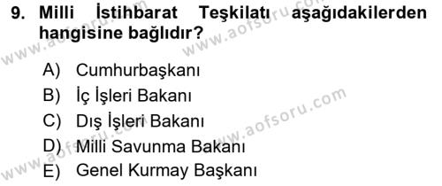 Özel Güvenlik Hukuku 1 Dersi 2022 - 2023 Yılı (Vize) Ara Sınavı 9. Soru