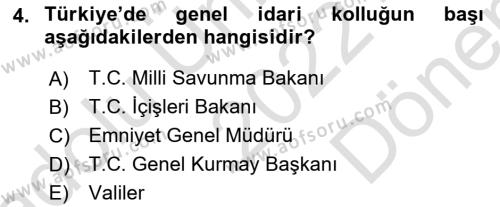 Özel Güvenlik Hukuku 1 Dersi 2022 - 2023 Yılı (Final) Dönem Sonu Sınavı 4. Soru