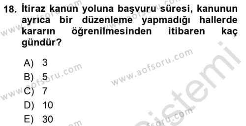 Ceza Yargılama Hukuku Dersi 2021 - 2022 Yılı (Final) Dönem Sonu Sınavı 18. Soru