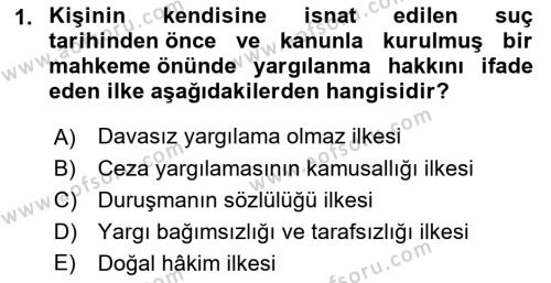 Ceza Yargılama Hukuku Dersi 2021 - 2022 Yılı Yaz Okulu Sınavı 1. Soru