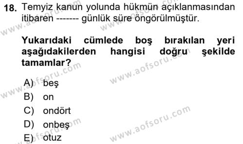 Ceza Yargılama Hukuku Dersi 2022 - 2023 Yılı Yaz Okulu Sınavı 18. Soru